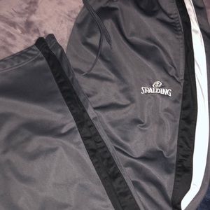 Spalding black shorts and gray sweatpants
